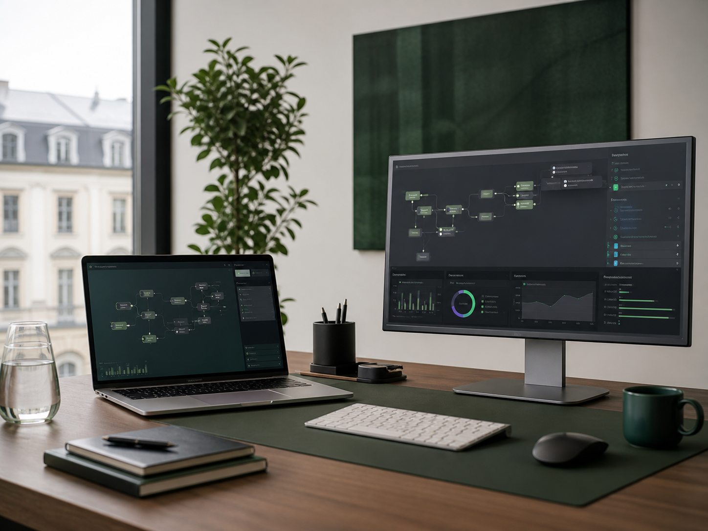 Professionele werkplek met automation workflow